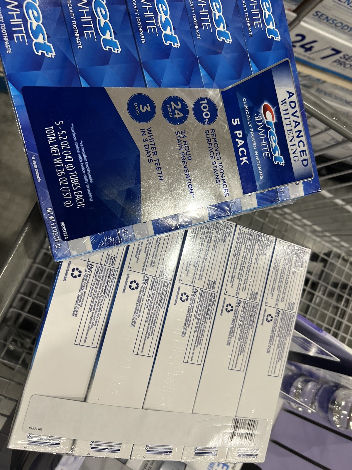 Crest 3D White Advanced Triple Whitening Toothpaste 5-pack
