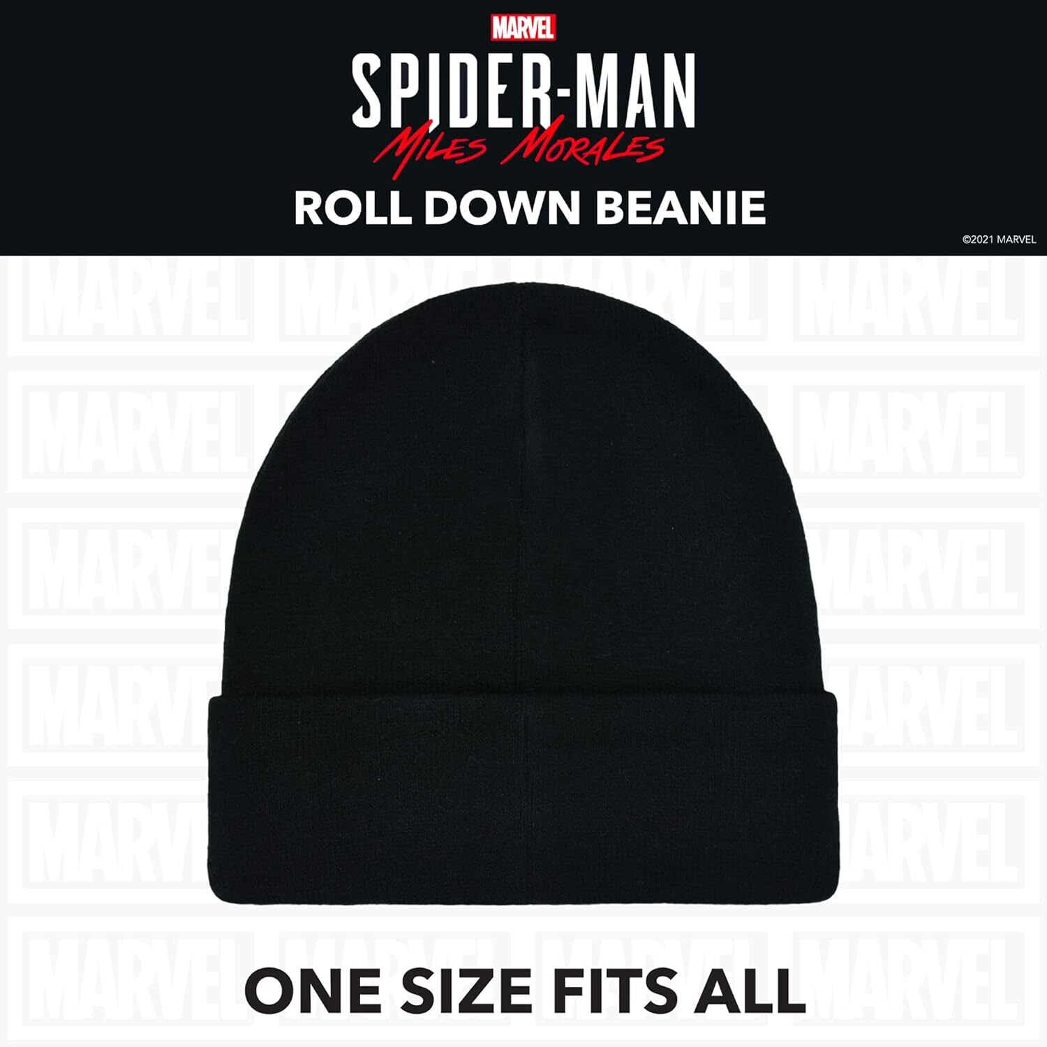 Concept One Marvel Spider-Man Miles Morales Roll Down Cuff Beanie Black/Red