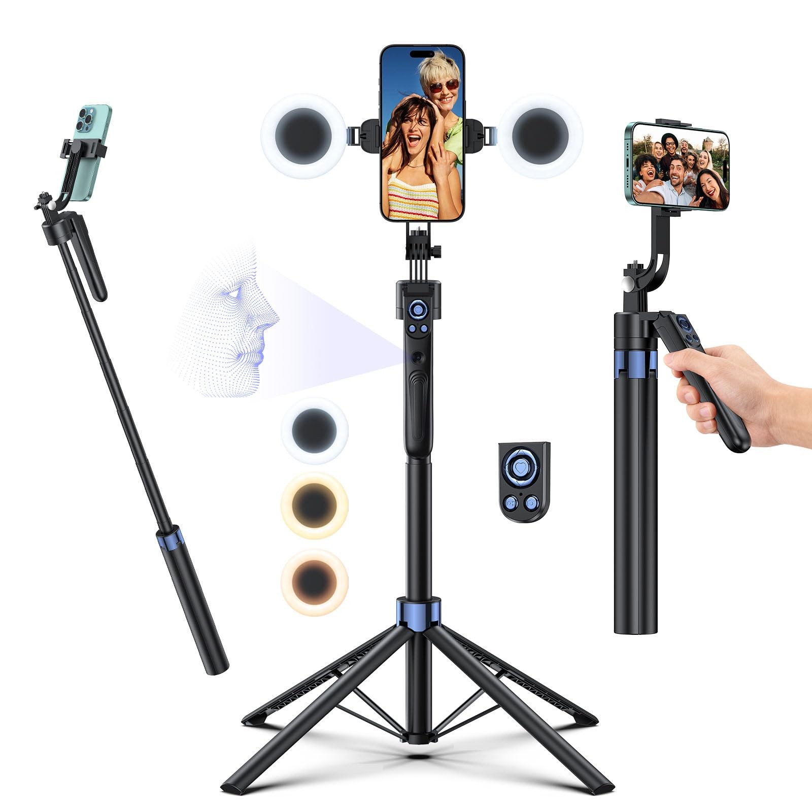 Tripode Inteligente Con Seguimiento Facial Y Luces LED De Lujo Pro