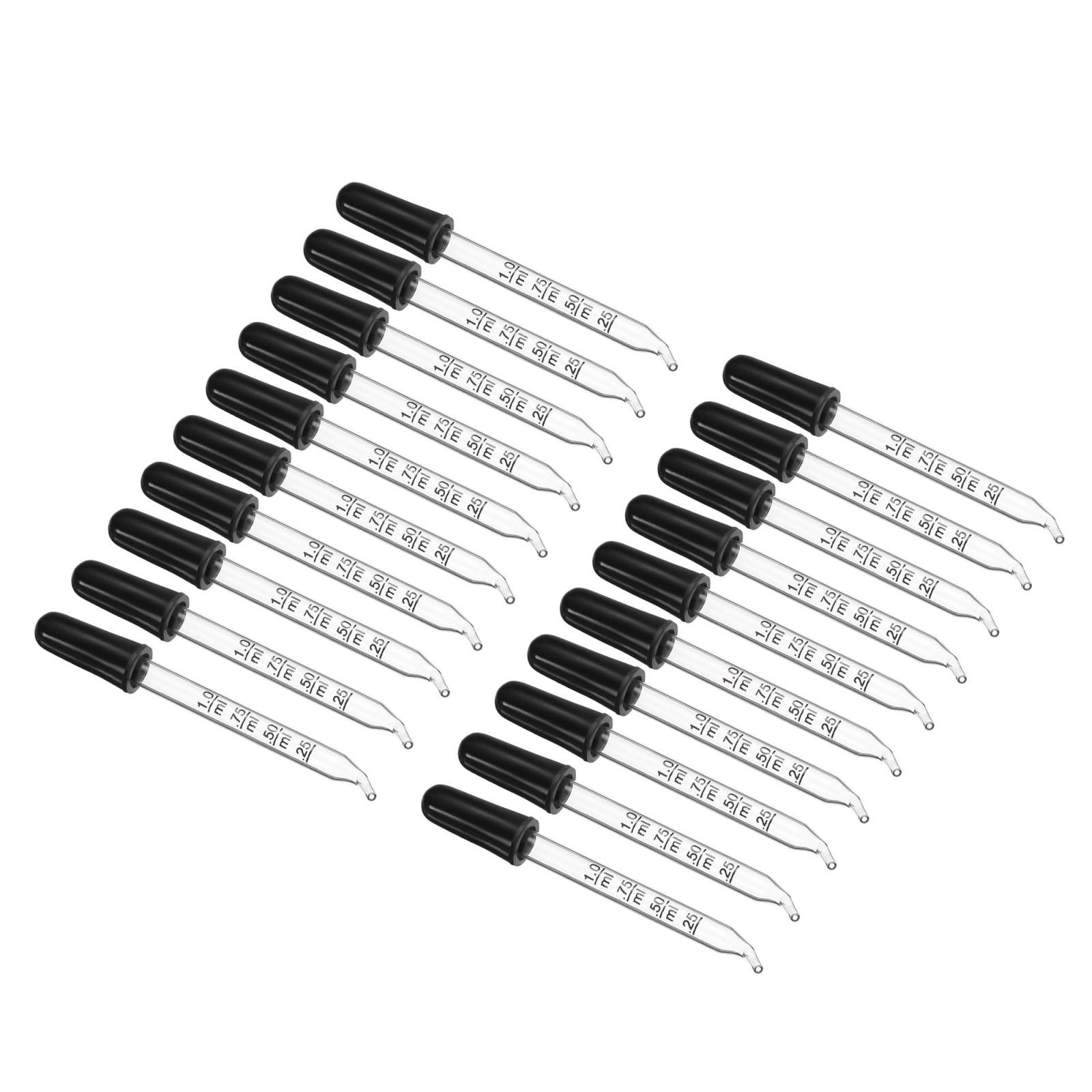 Eye Dropper, 20pcs 1ml Bent Tip Graduated Dropper with Bulbs, Clear