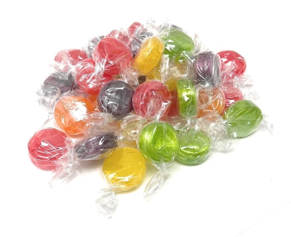 Assorted Fruit Flavored Buttons Discs Bulk Old Time Hard Candy (2 Pounds)