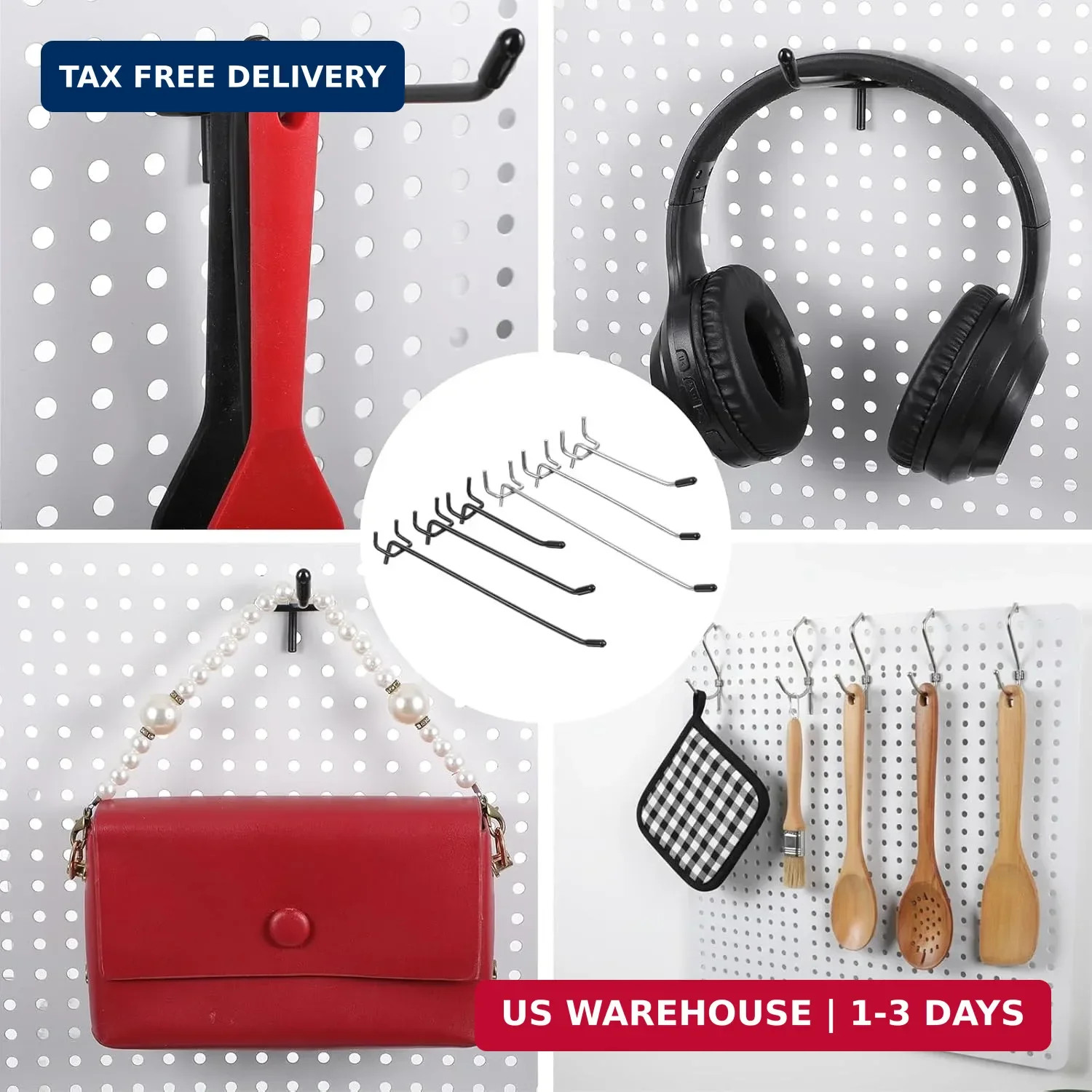 120 Pack Pegboard Hooks, 4/6/8 Inch Peg Board Shelving Hook for Hanging Tools Fi