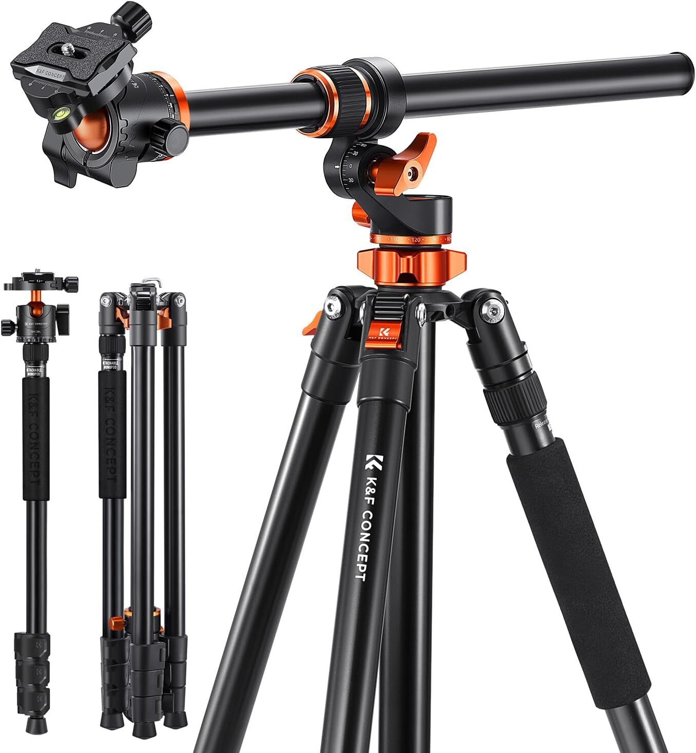 K&F CONCEPT 90" Camera Tripod Ultra High Horizontal Overhead Tripods 10KG Load