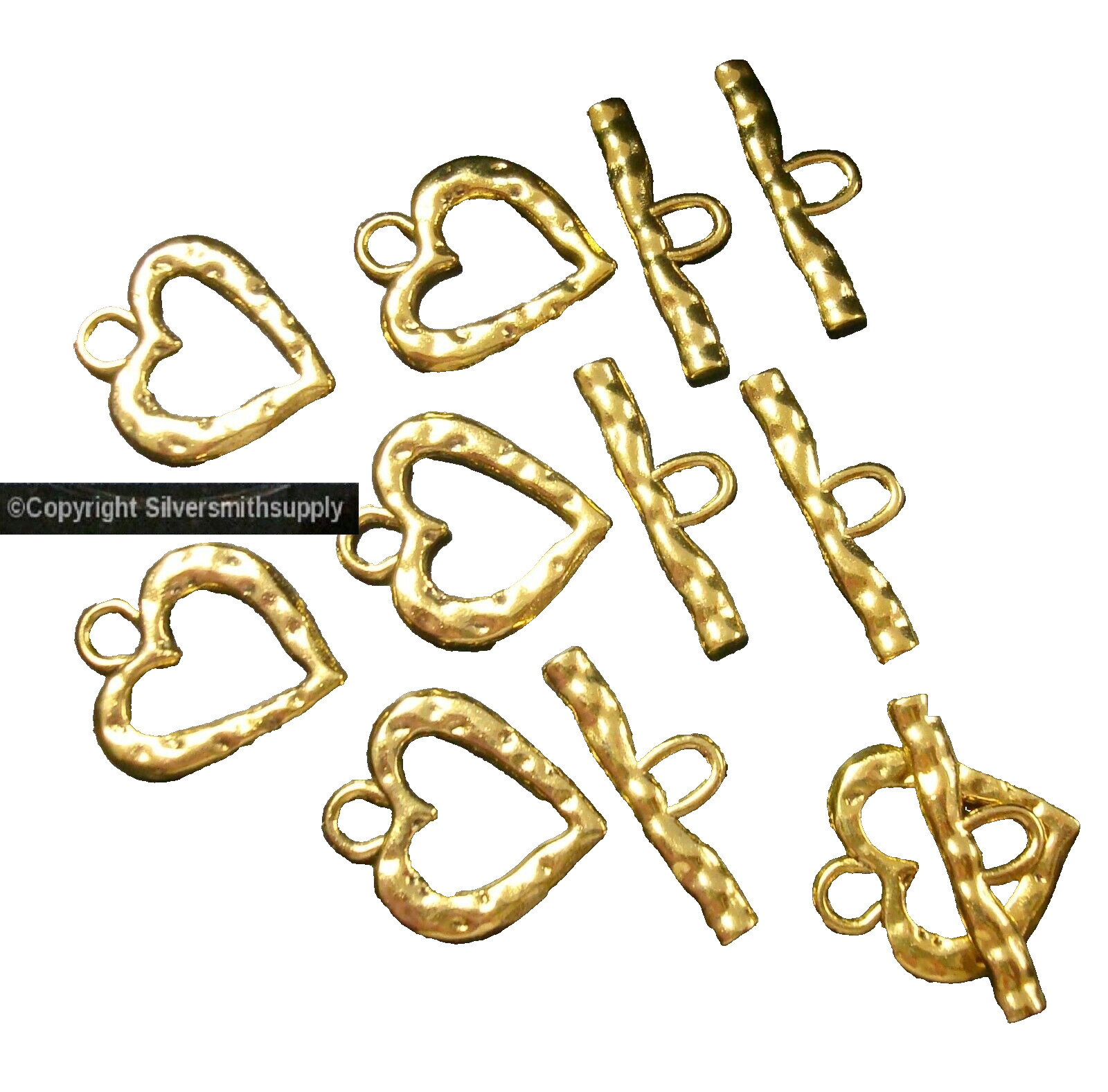 Jewelry Clasps heart toggles 32 mm GOLD Plated Necklaces or Bracelets FPC041