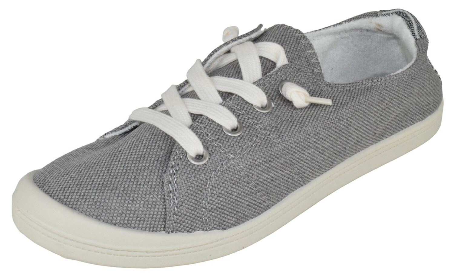Forever Flat Women Shoes Canvas Slip-On Sneakers Lace Up Loafers Comfort DK Gray