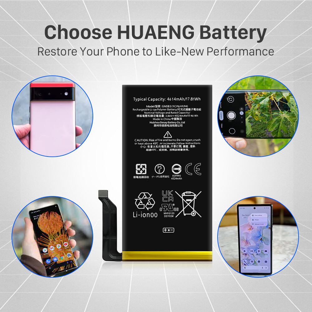 For Google Pixel 6 GMSB3 4614mAh Replacement Li-ion Battery + Tools
