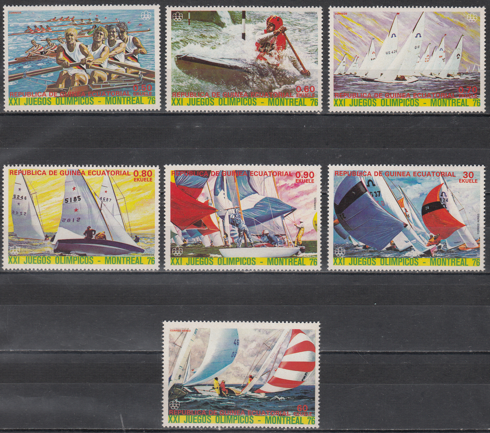 W EQUATORIAL GUINEA 0784A-790A MONTREAL OLYMPIC SAILING PERFORATED SET