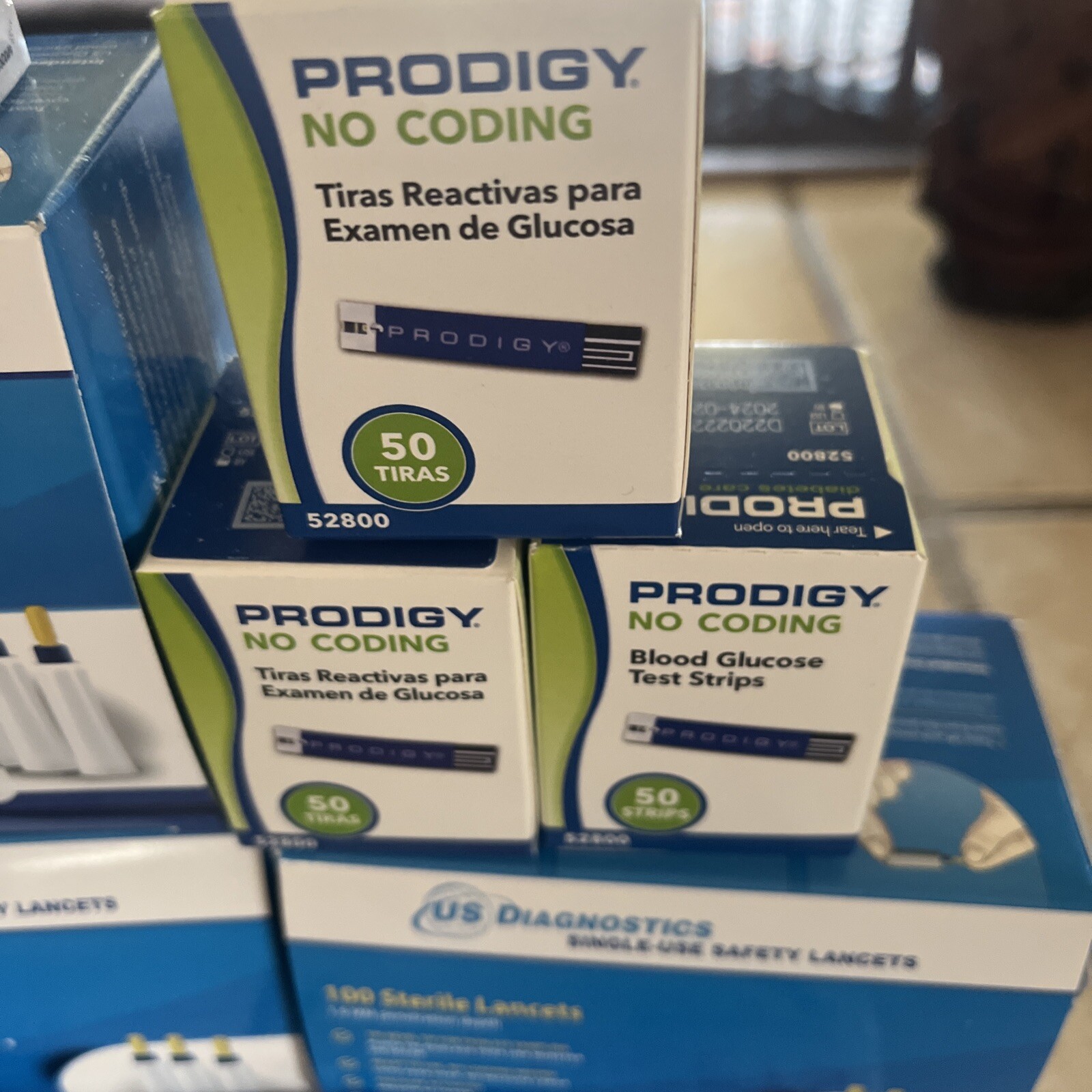 5 boxes of 100lancets 9 boxes 30g one touch and 3 boxes prodigylook description