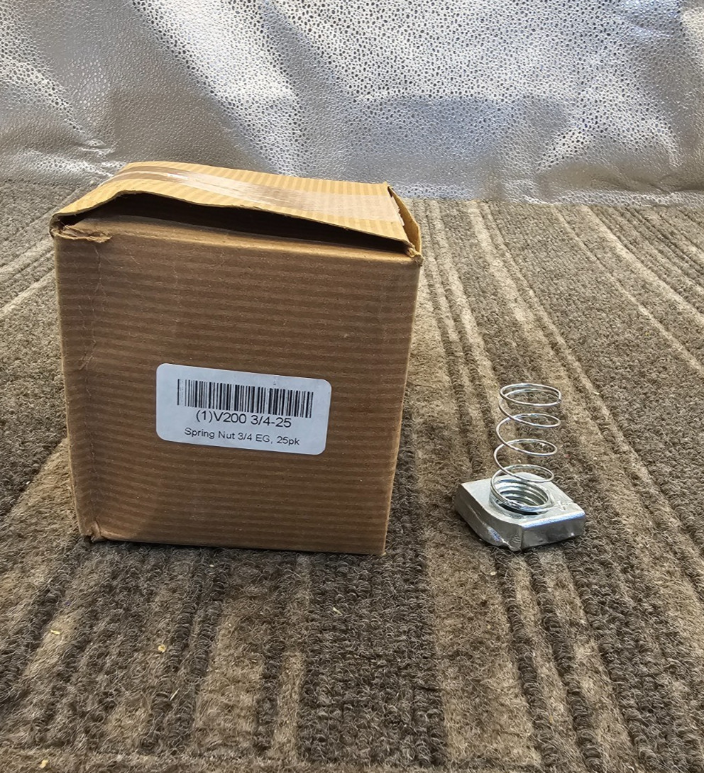 (QTY 25) V200 3/4-25 Spring Nut 3/4 EG Plain Galvanized Replacement Heavy Duty