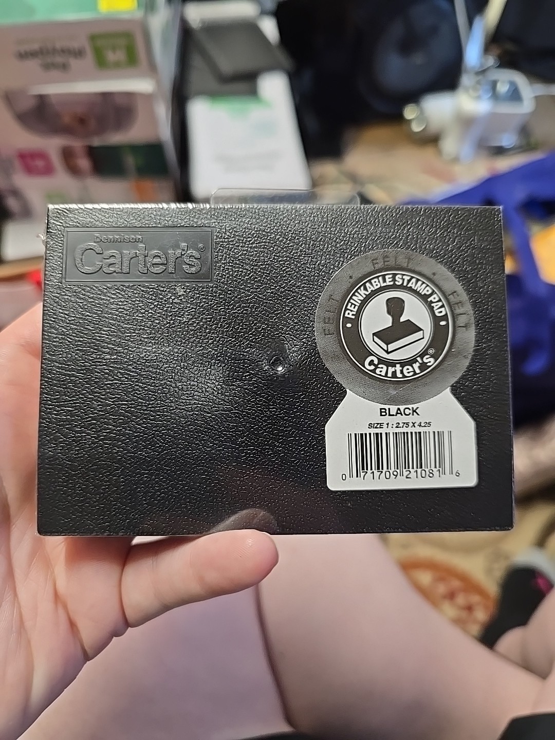 Dennison Carter's  Black  Size 1  Felt Stamp Pad  2.75" x 4.25"  New Sealed