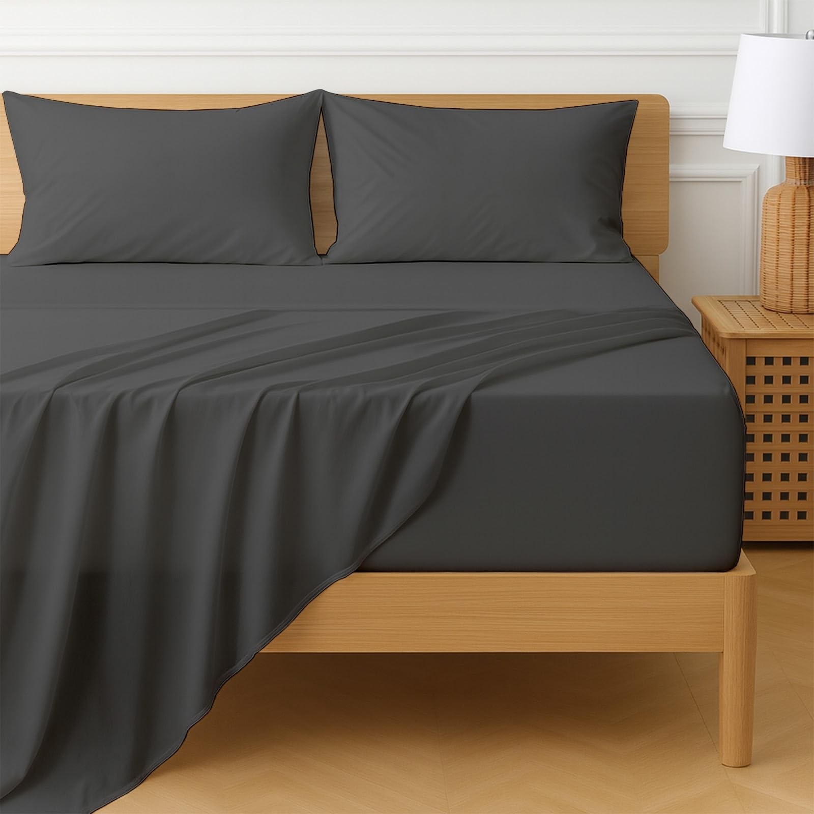 Extra Deep Pocket King Sheet Set Egyptian Cotton, 4 Piece Hotel Quality Luxur...