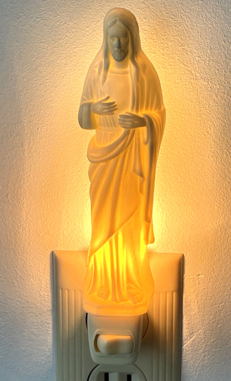 Vintage 7" Plastic Jesus Christ Plug In Night Light On/Off Switch Hong Kong HK