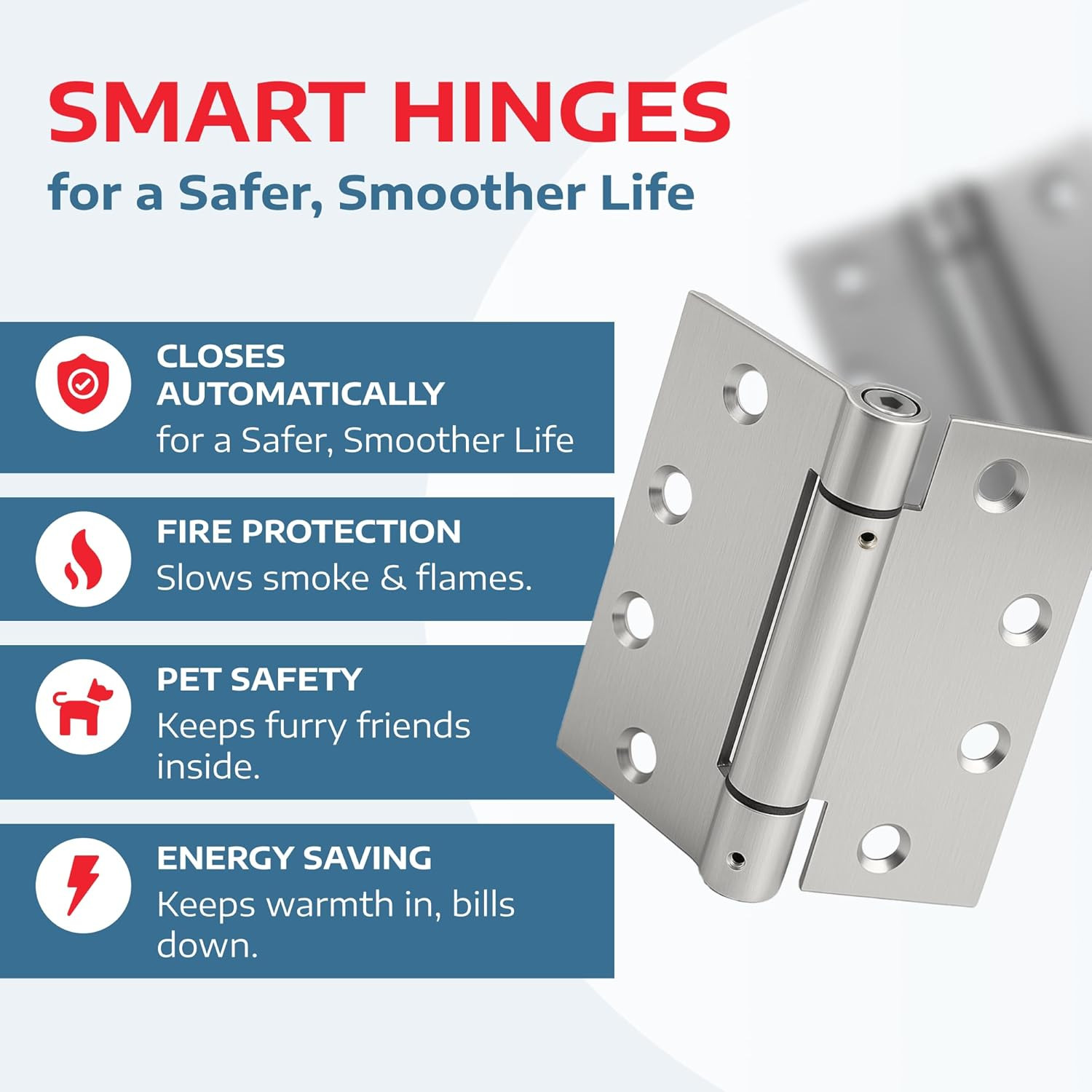 A1 Proguard Satin Door Hinges 4.5 Inch Self Closing Hinge Hardware Adjustable...