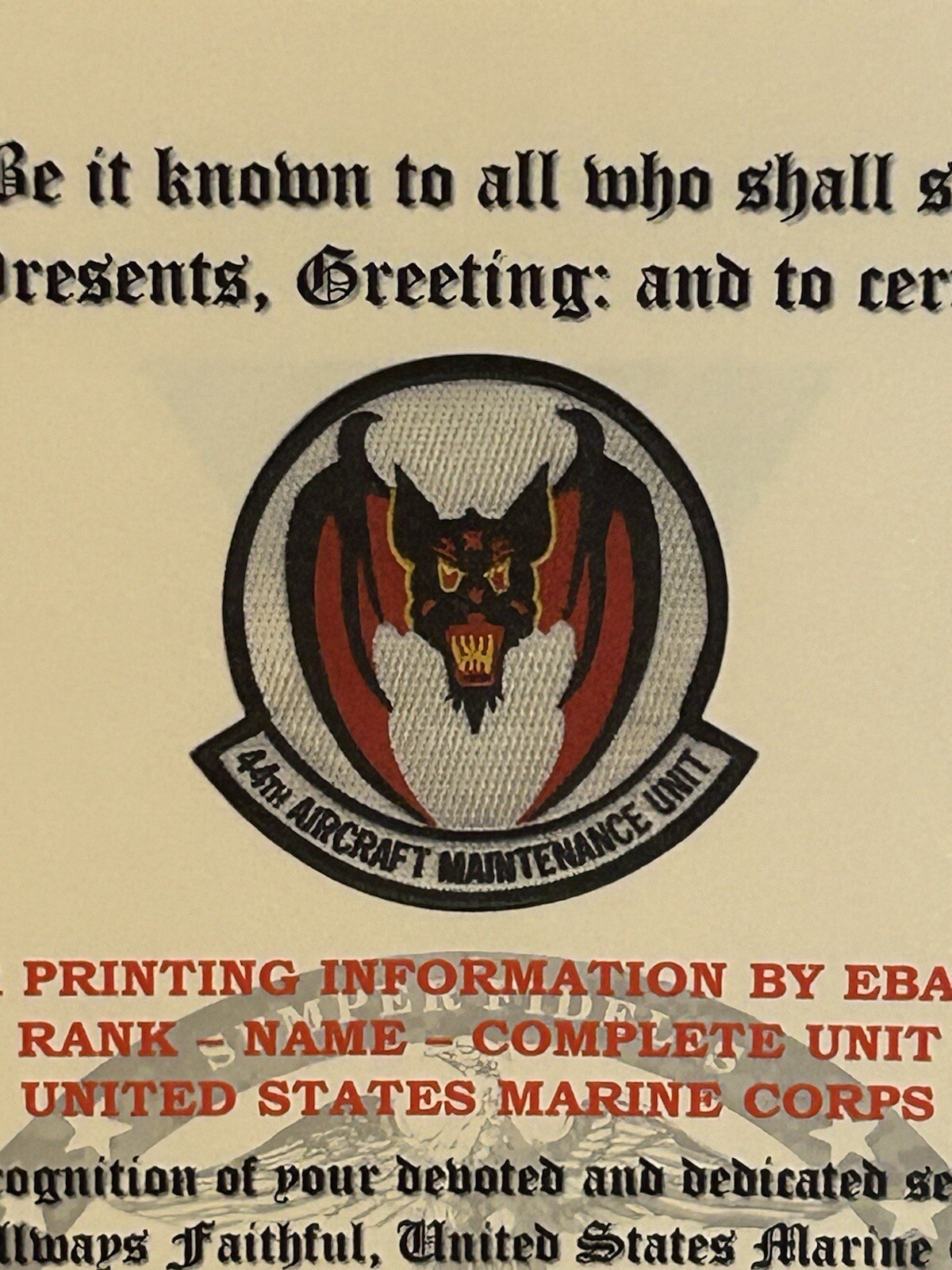U.S.M.C. / 44TH MARINE AIRCRAFT MAINTENANCE UNIT - SUPERIOR COMMENDATION AWARD