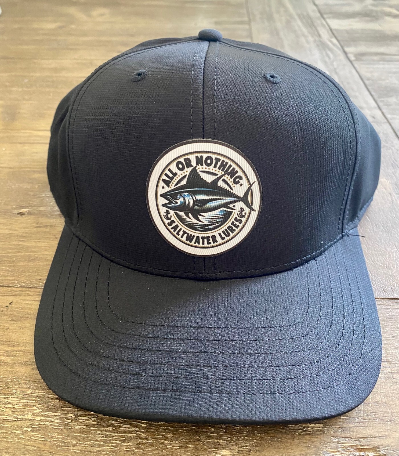 All or Nothing Marlin (Black) Mid Profile- 6-Panel Cap - Fishing hat
