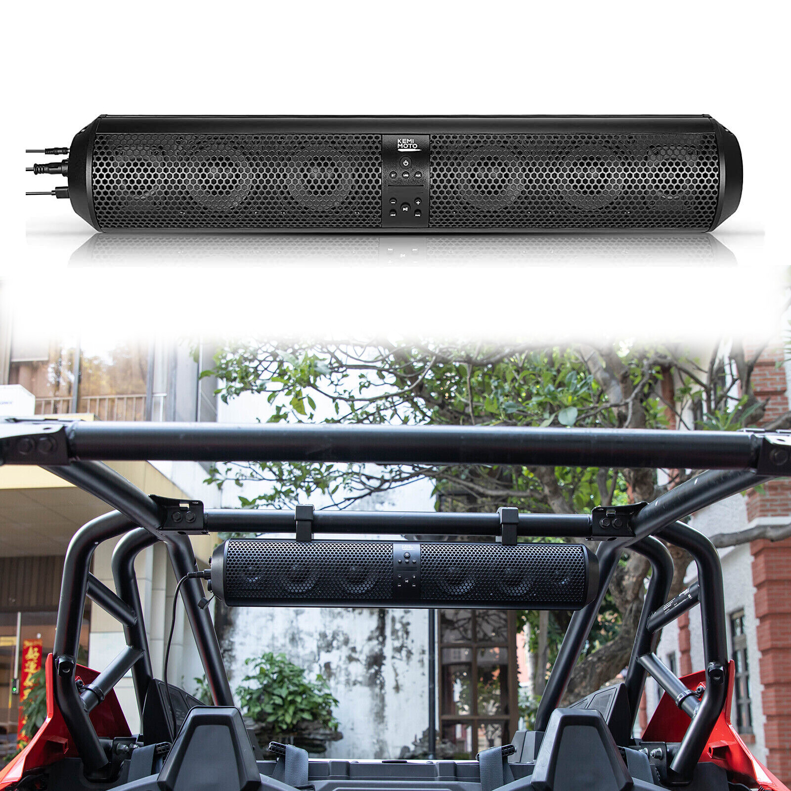 KEMIMOTO 28'' UTV Soundbar SXS Sound Bar Audio System Waterproof 500W 6 Speaker