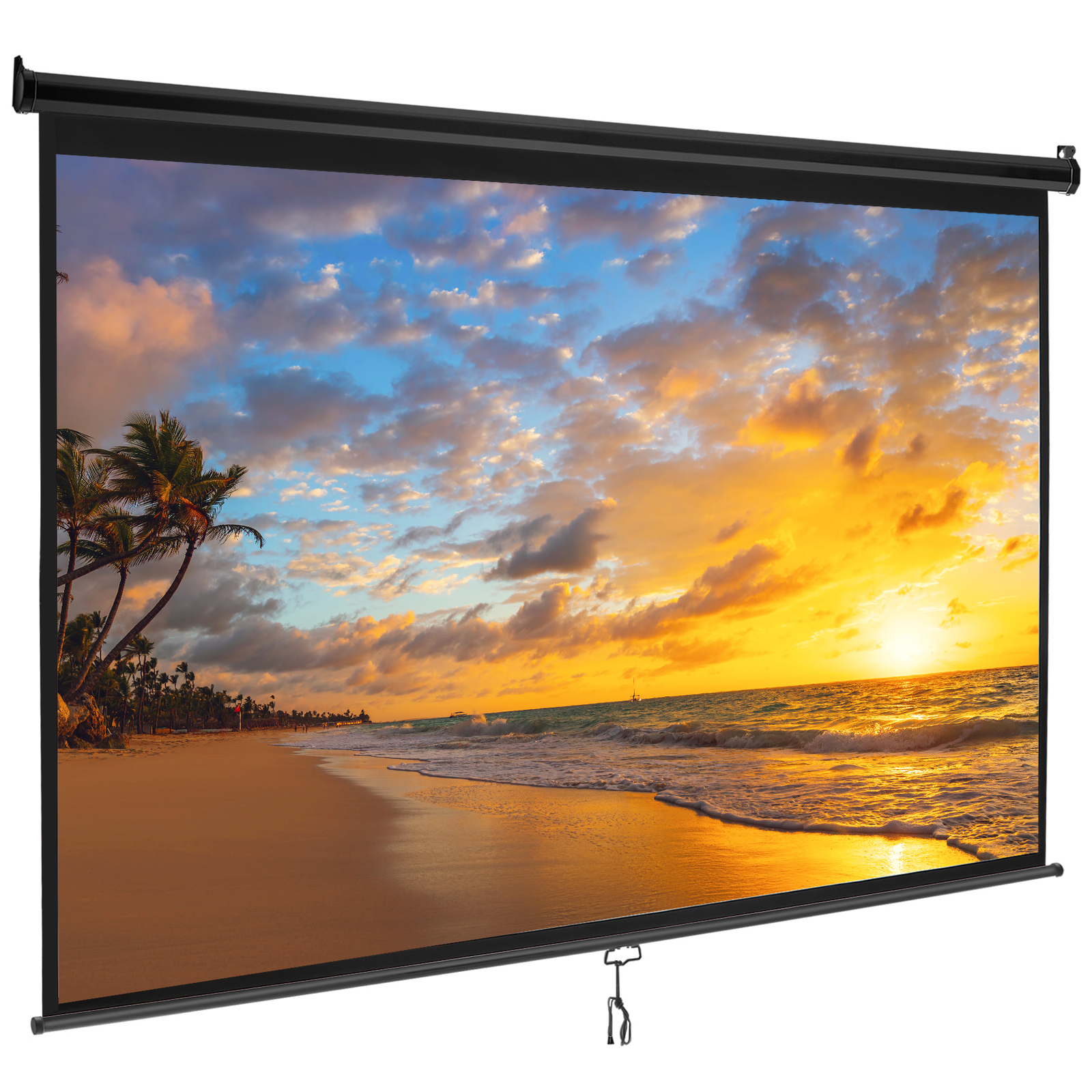 100 inch Portable Projector Screen Projection Screen Easy Pull Out System Black