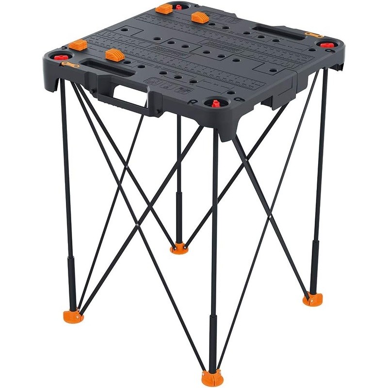 Lightweight Portable Workbench 300lbs Folding Table W/ Clamps & Link Locks Black