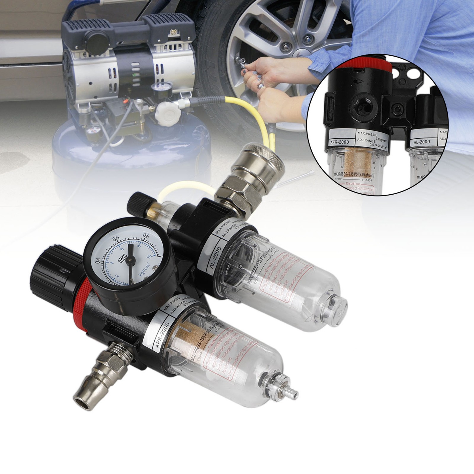 AFC2000 Air Compressor Filter Tool Reduce Valve Regulator Oil Water Separator