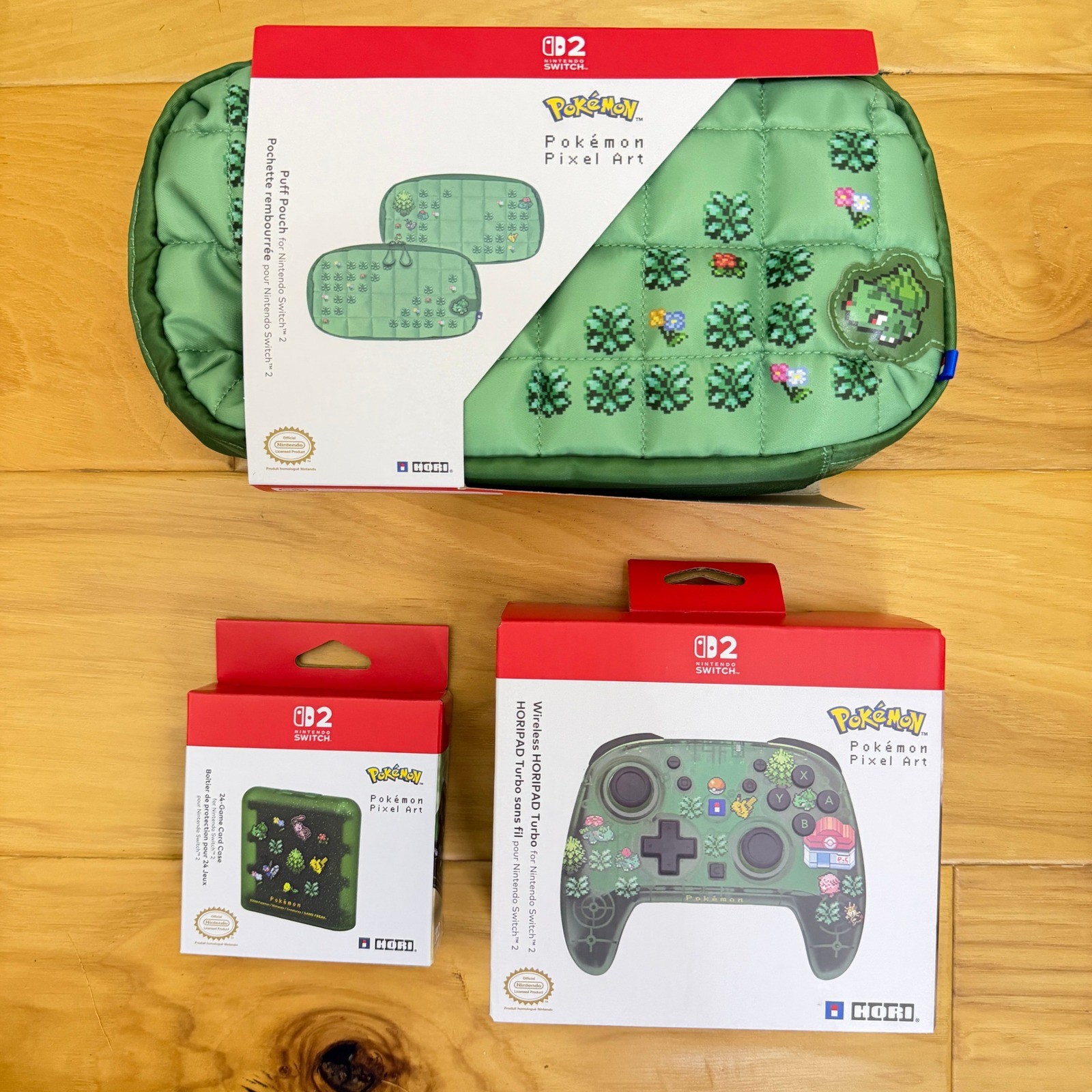 HORI Pokemon Pixel Art Bundle Nintendo Switch Wireless Controller Pouch Case NEW