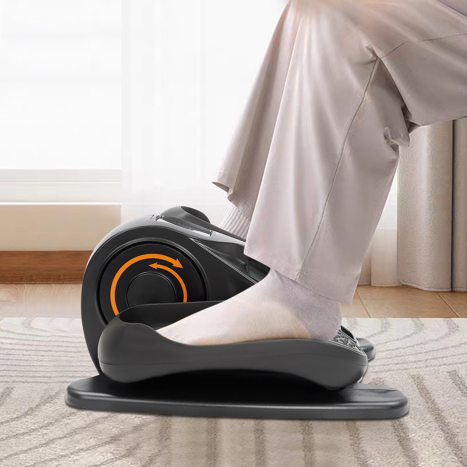 Under Desk Elliptical Machine Manual-Auto Dual Mode Leg Pedal Exerciser