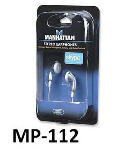 Stereo Earphone Headset w/ Built-In Microphone & Volume Control 176217, MP-112