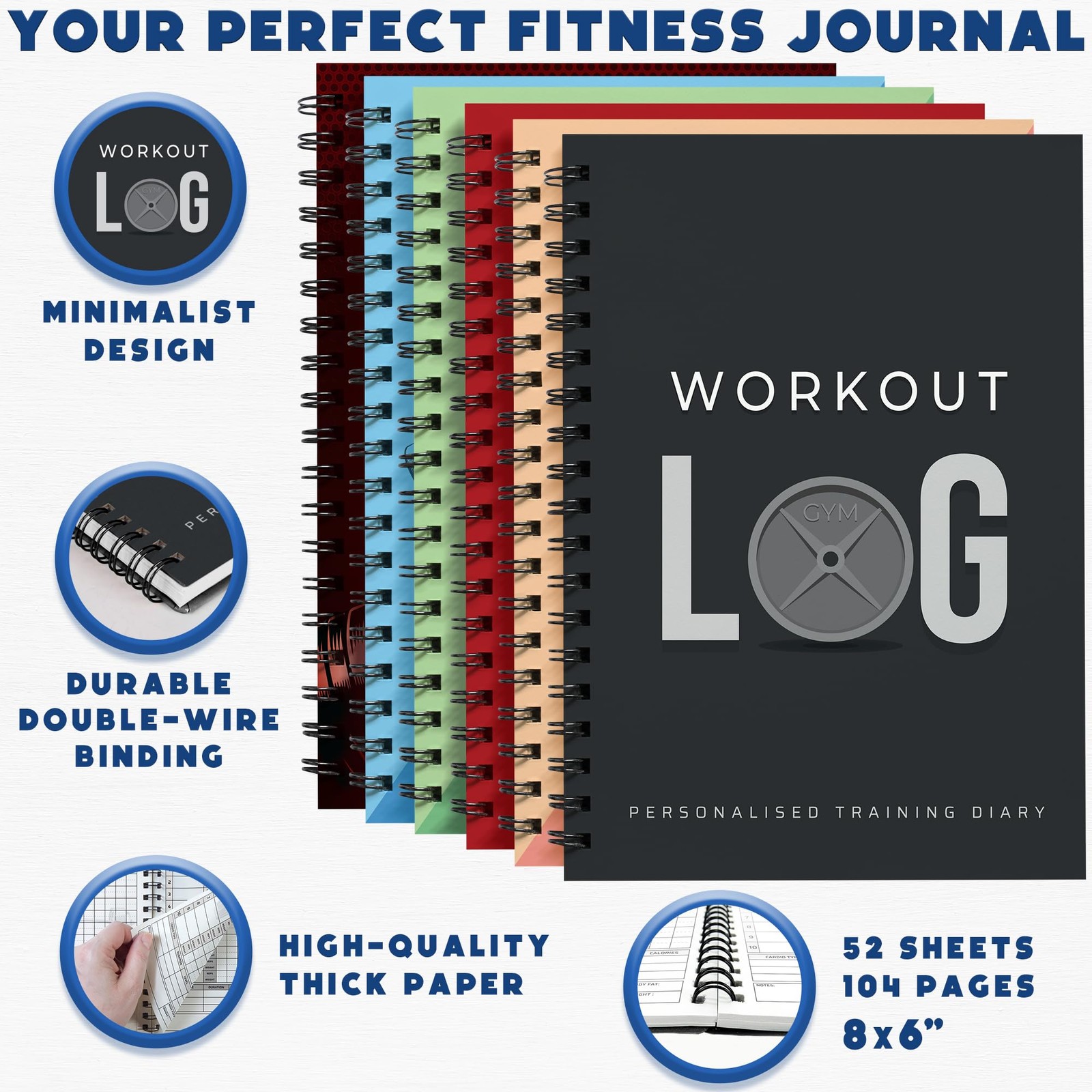 Workout Planner for Daily Fitness pack of 1, Charcoal Grey-Soft Cover