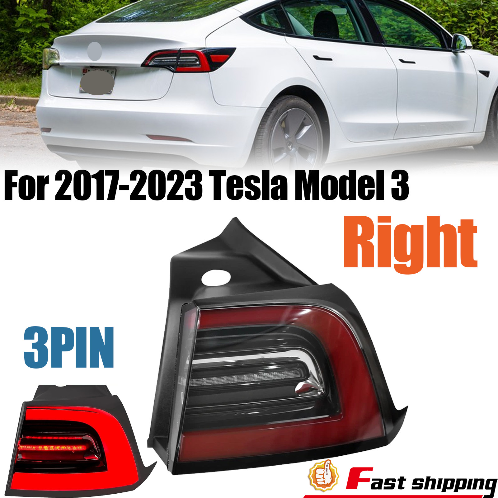 For Tesla Model 3 Y 2017-2023 3PIN Right Side Outer Tail Light LED Rear Lamp