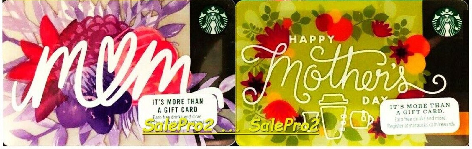 2x STARBUCKS COFFEE USA HAPPY MOTHER'S DAY MOM US COLLECTIBLE GIFT CARD LOT