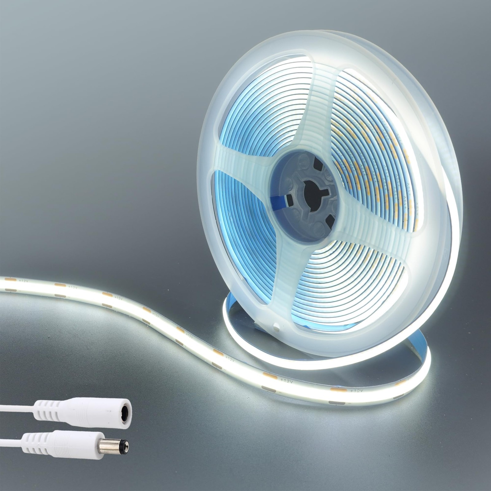 12VCOB LED Strip Lights with 5521DC Male and Female Connectors,8mm Width,6.56...