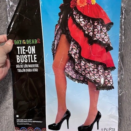Day of the Dead Tie-On Bustle Costume Sugar Skull Adult Fiesta Halloween
