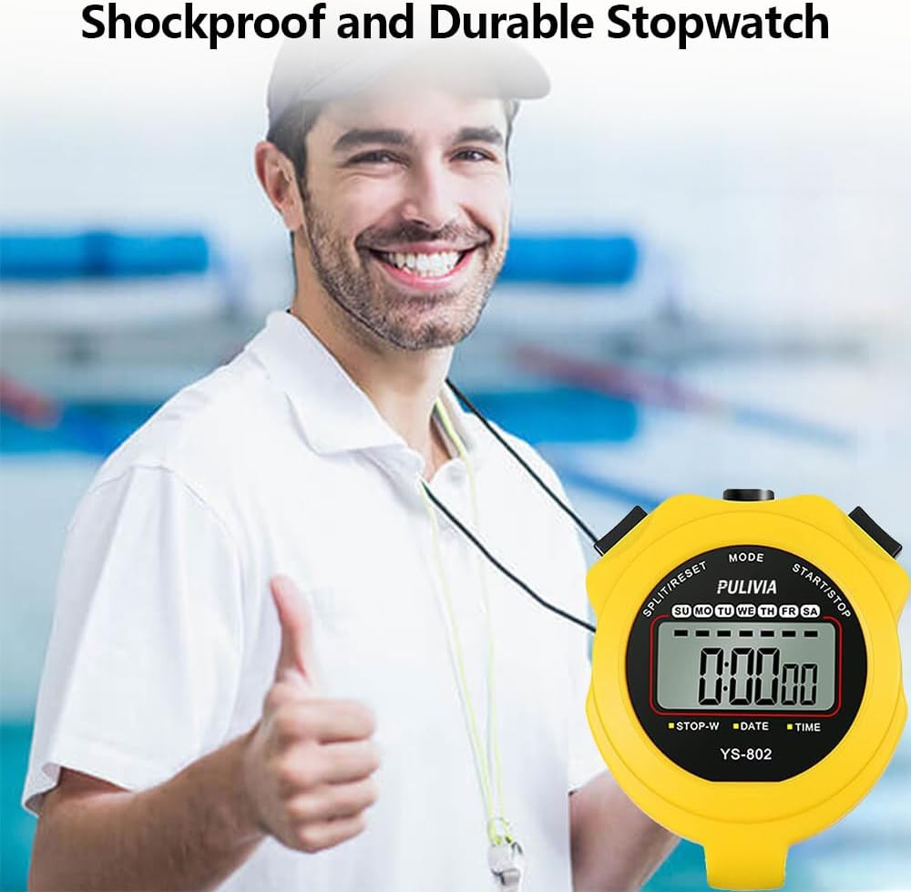 Stopwatch Timer Lap Split Digital Stopwatch with Clock Calendar Alarm, Large Dis