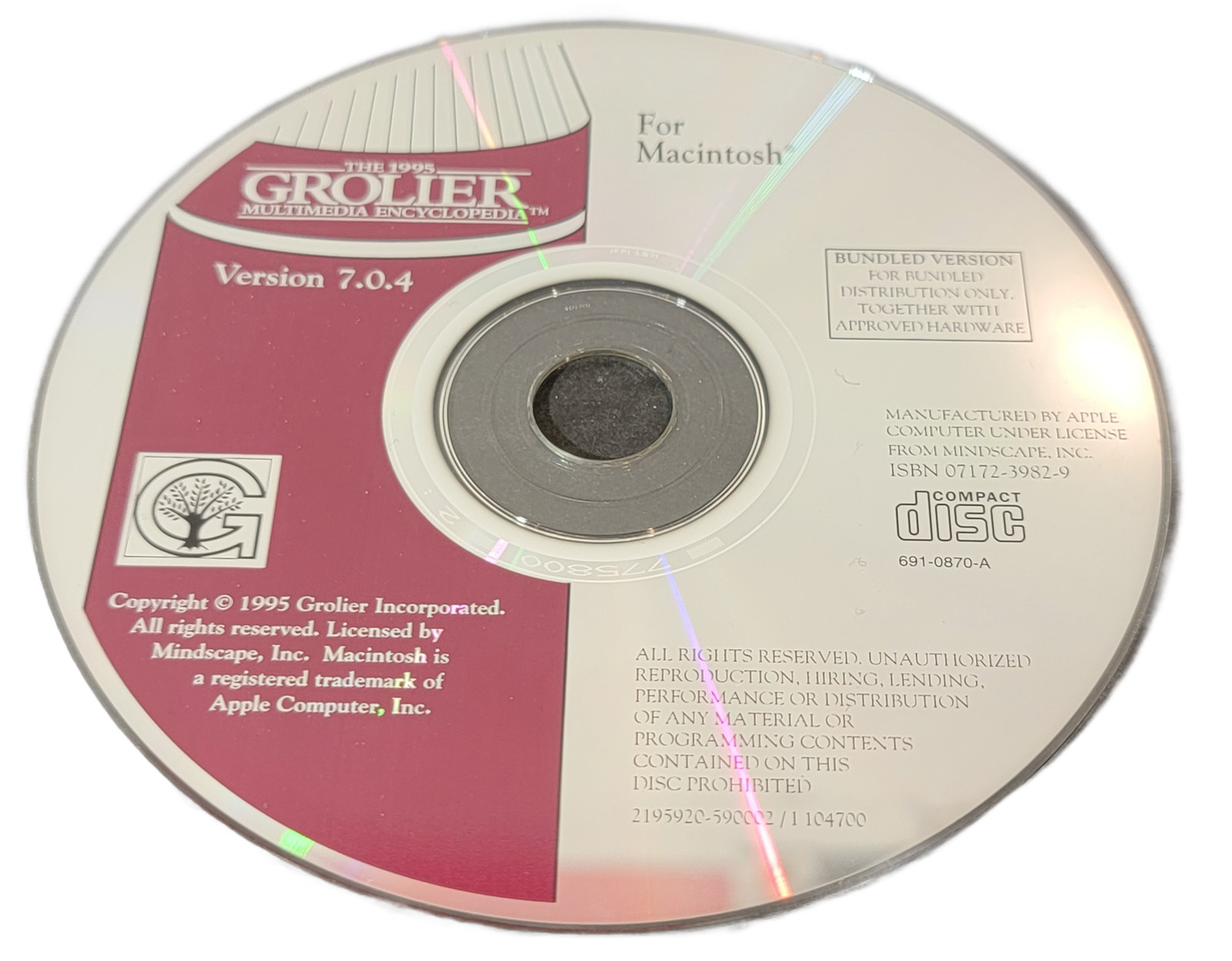 The 1995 Grolier Multimedia Encyclopedia Version 7.0.4 for Macintosh CD-ROM