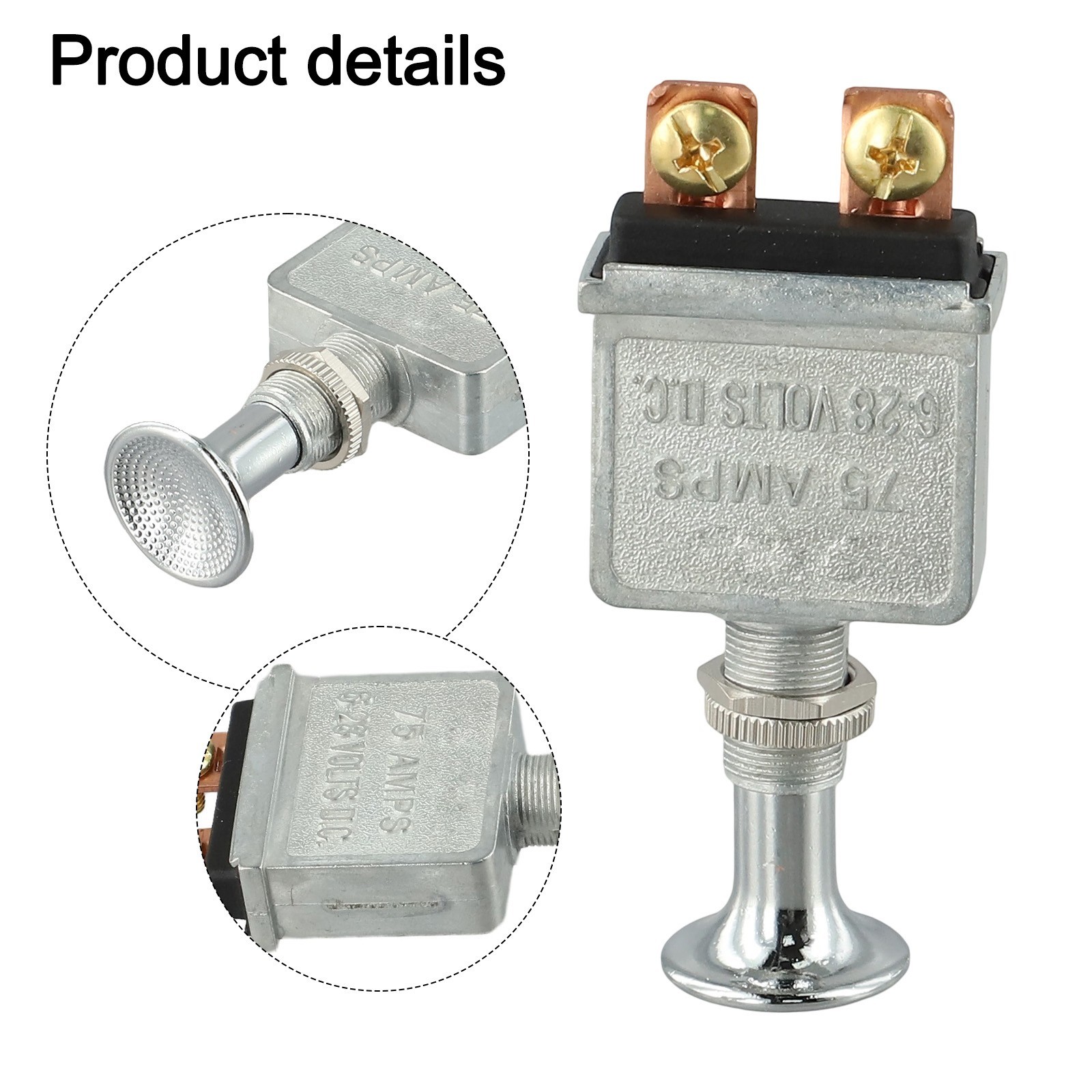 75 Amp Push for pull Switch Chrome Knob On Off For Vehicle Lighting