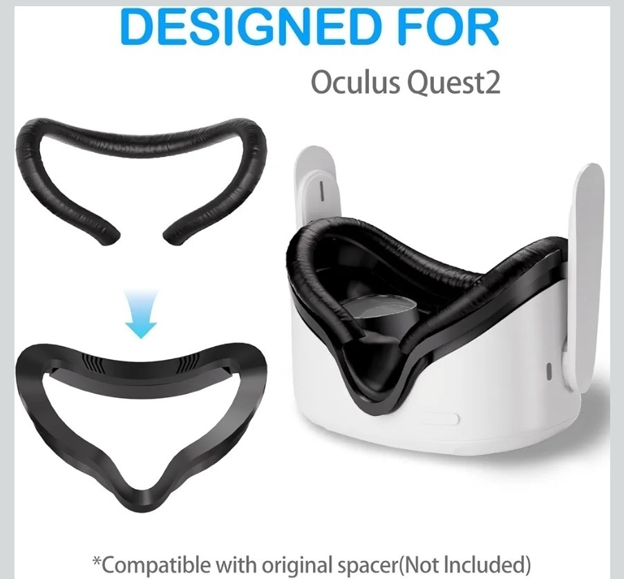 Face Cushion Pad for Meta Quest 2 VR Facial Interface Replacement PU Leather...