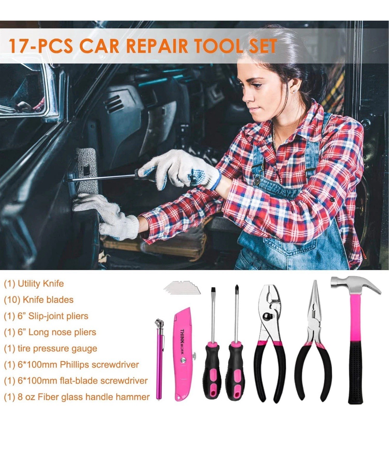 ThinkWork Emergency Car Kit Tools, Jumper Cables, First Aid Safety Driver Kit