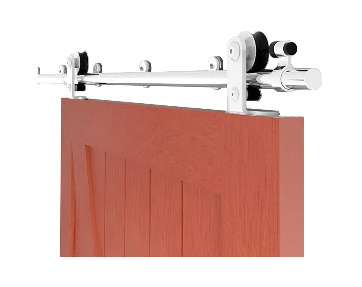 CCJH 4FT-18FT Stainless Steel Sliding Barn Door Hardware Kit Track For Wood Door