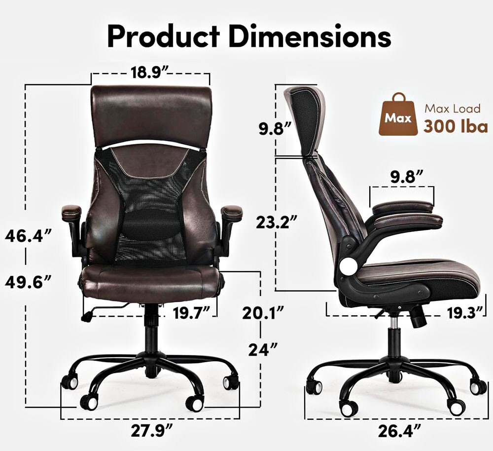 EXECUTIVE OFFICE LEATHER CHAIR HIGH BACK ERGONOMIC ADJUSTABLE HEADREST 5 WHEELS