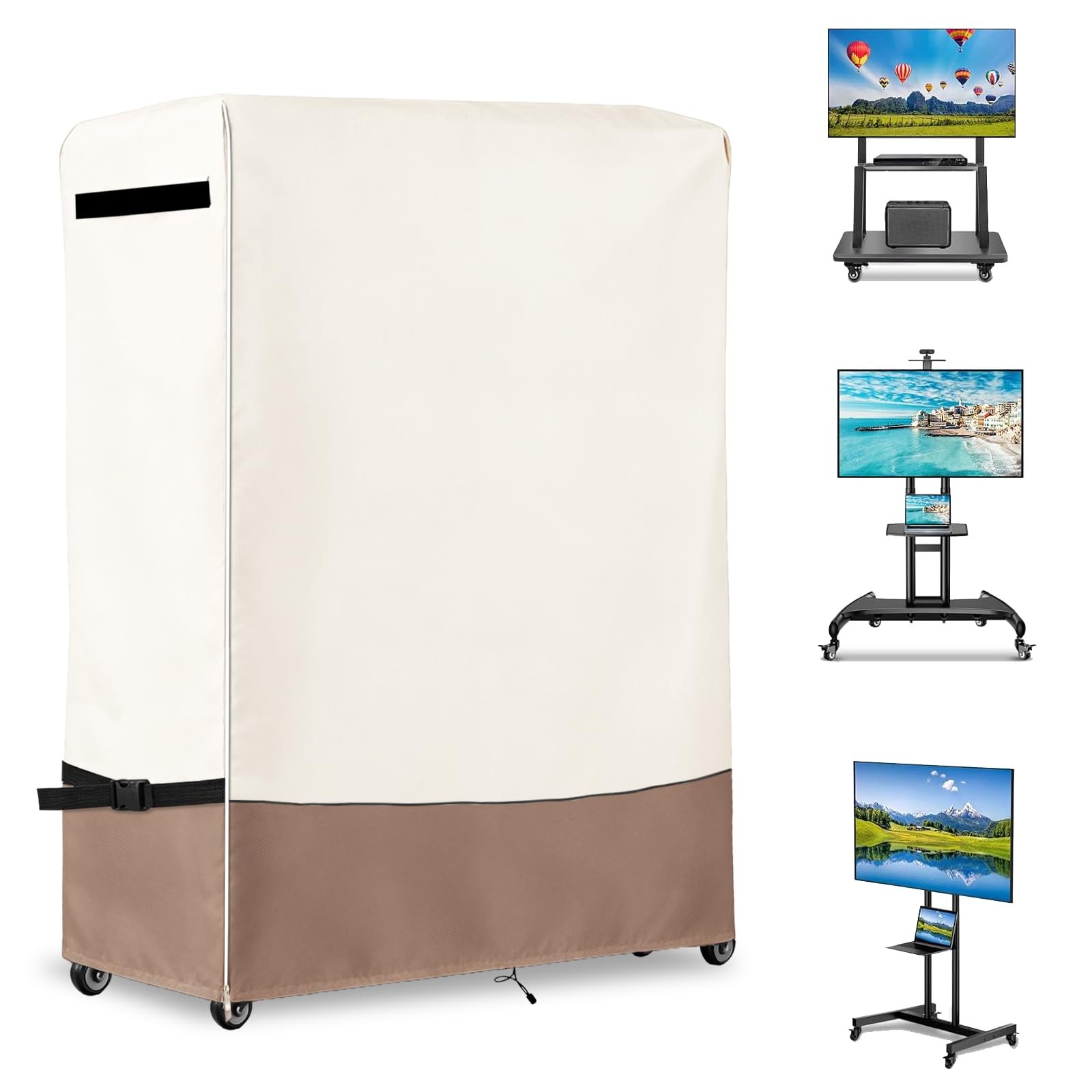 53 Inch Waterproof Outdoor TV Trolley Cover Heavy Duty 600D Rolling TV Stand Cov