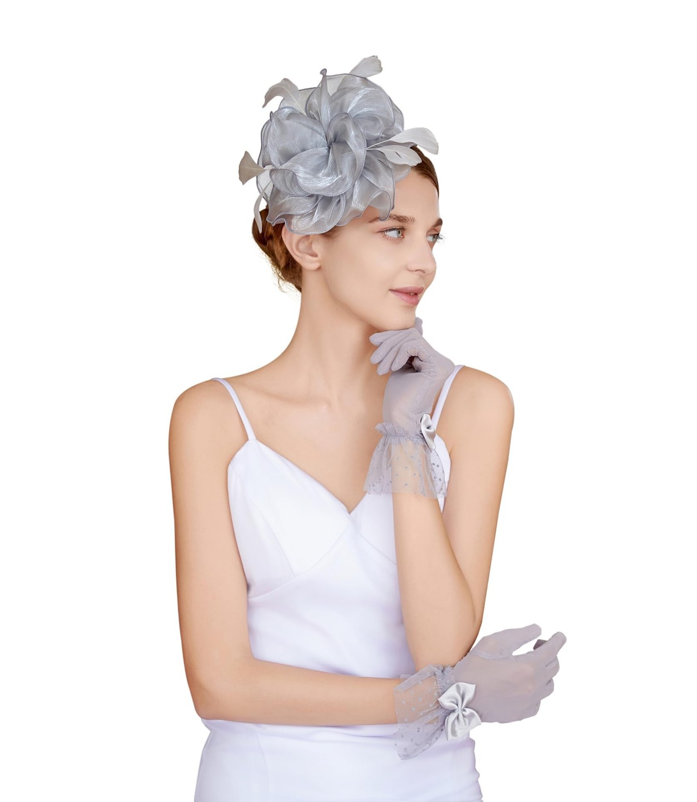 Fascinators Hat Flower Mesh Feathers Headband Derby Hat Clip Tea Party Headwe...