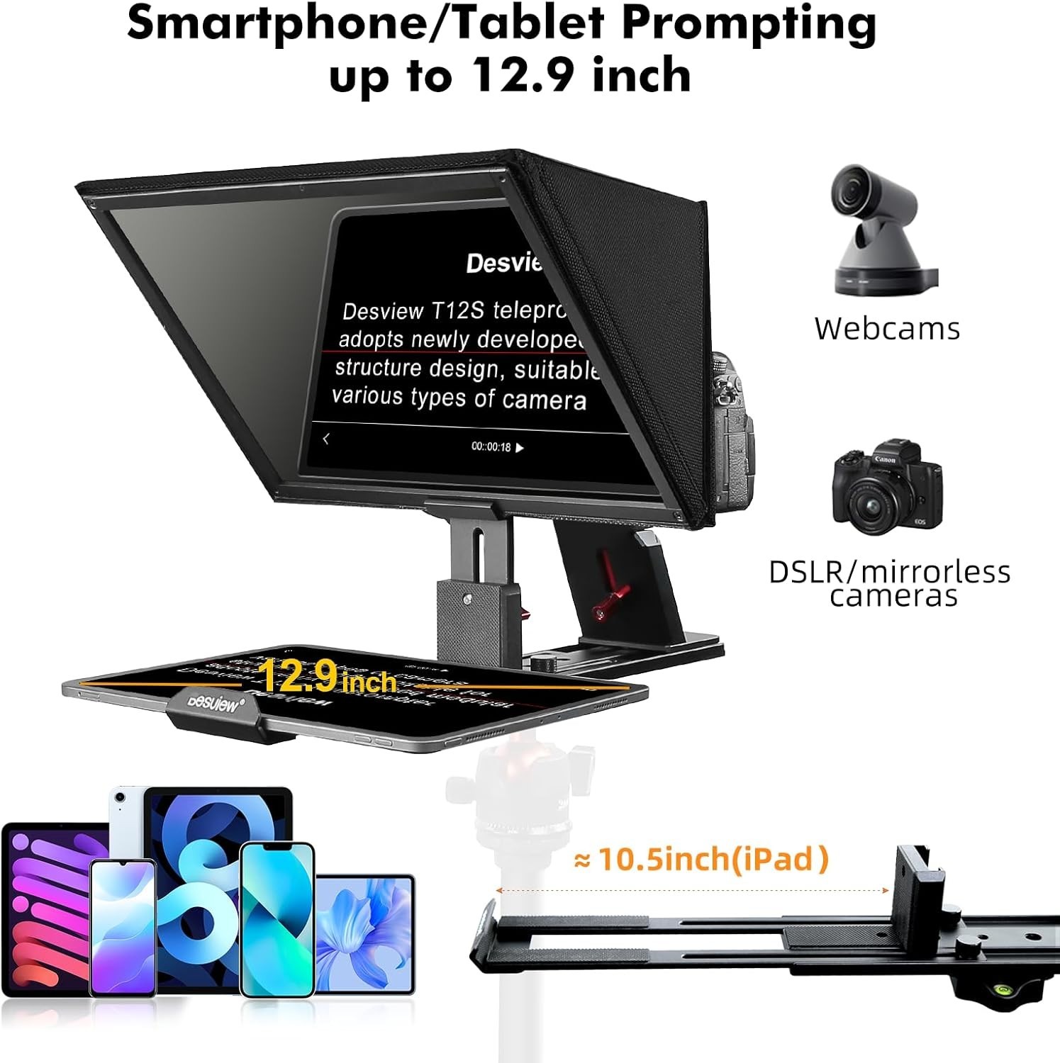 Innovative T12S Teleprompter with 12.9