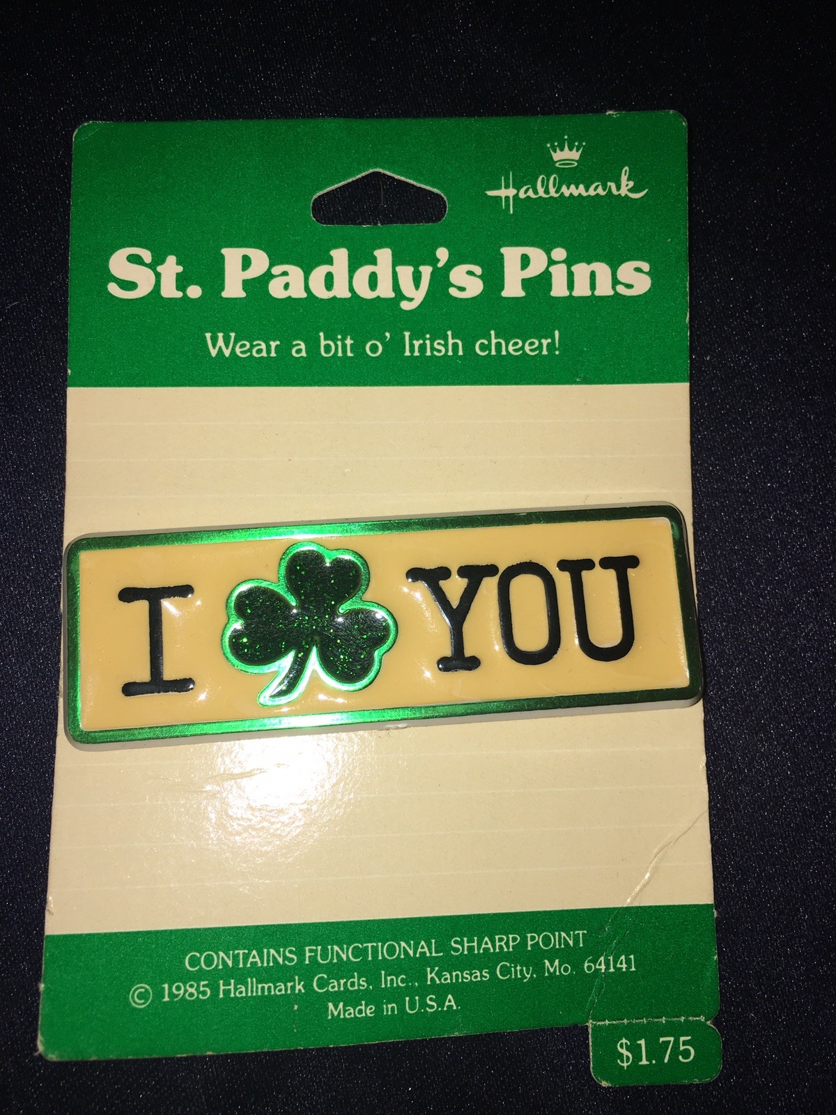 Hallmark 1985 Vintage St Paddy Pins  I Love You Brooch Retro
