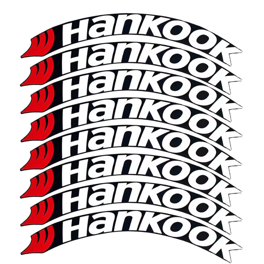 Permanent Tire Lettering Sticker HANKOOK 1.38" 15"-24" Wheels 8 Pcs Kits