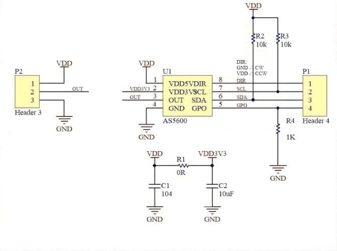 AS5600 12bit Magnetic Encoder Sensor 3.3V High Precision Angle Measurement