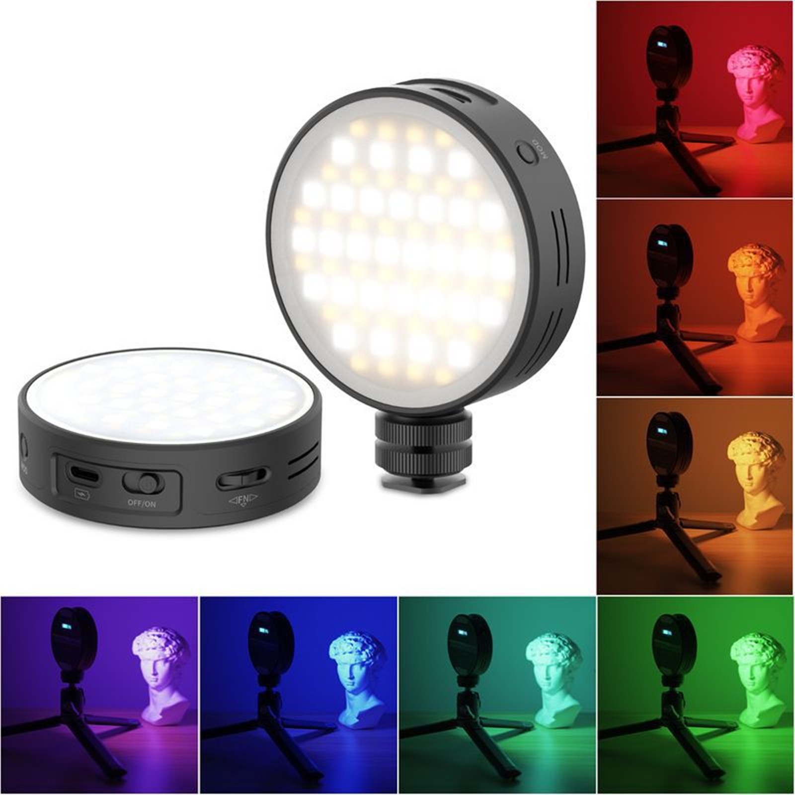 RGB LED Video Light Rechargeable Photography Fill Light Handheld Soft Light a