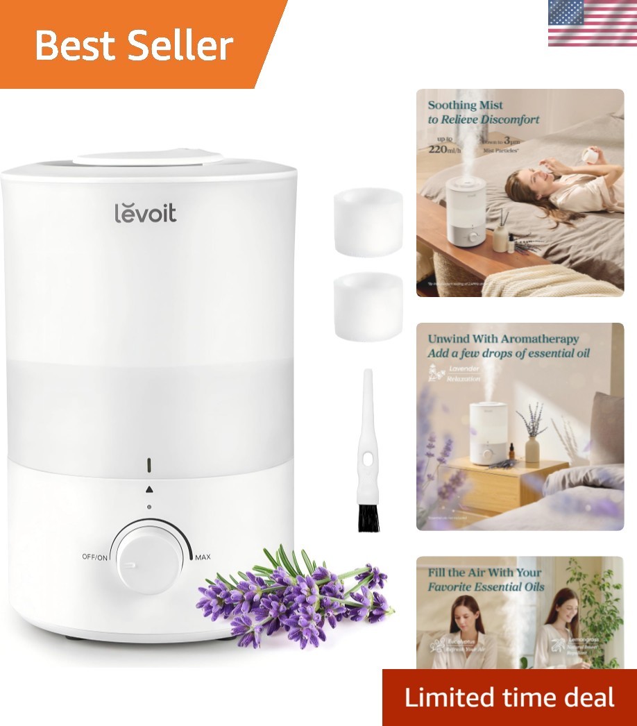Humidifiers for Bedroom - Quiet 3L Water Tank - Cool Mist/Top Fill/Essential ...