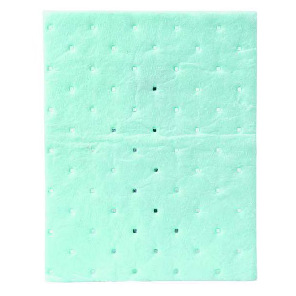 Brady Sorbent Pad, 5 gal, 7 1/2 in x 10 in, Harsh Chemicals, Green, 100 PK