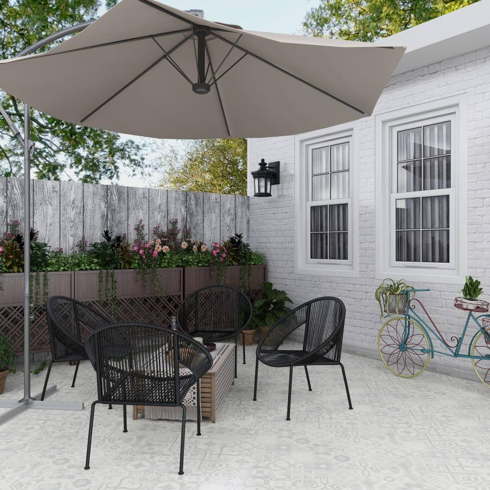 Black Plastic Rattan Outdoor Chair