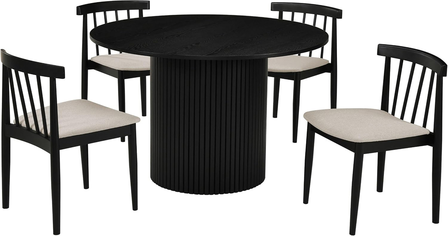 Coaster Home Furnishings - Hamlyn - Wood - 5-Piece Dining Set with Fluted Pedest