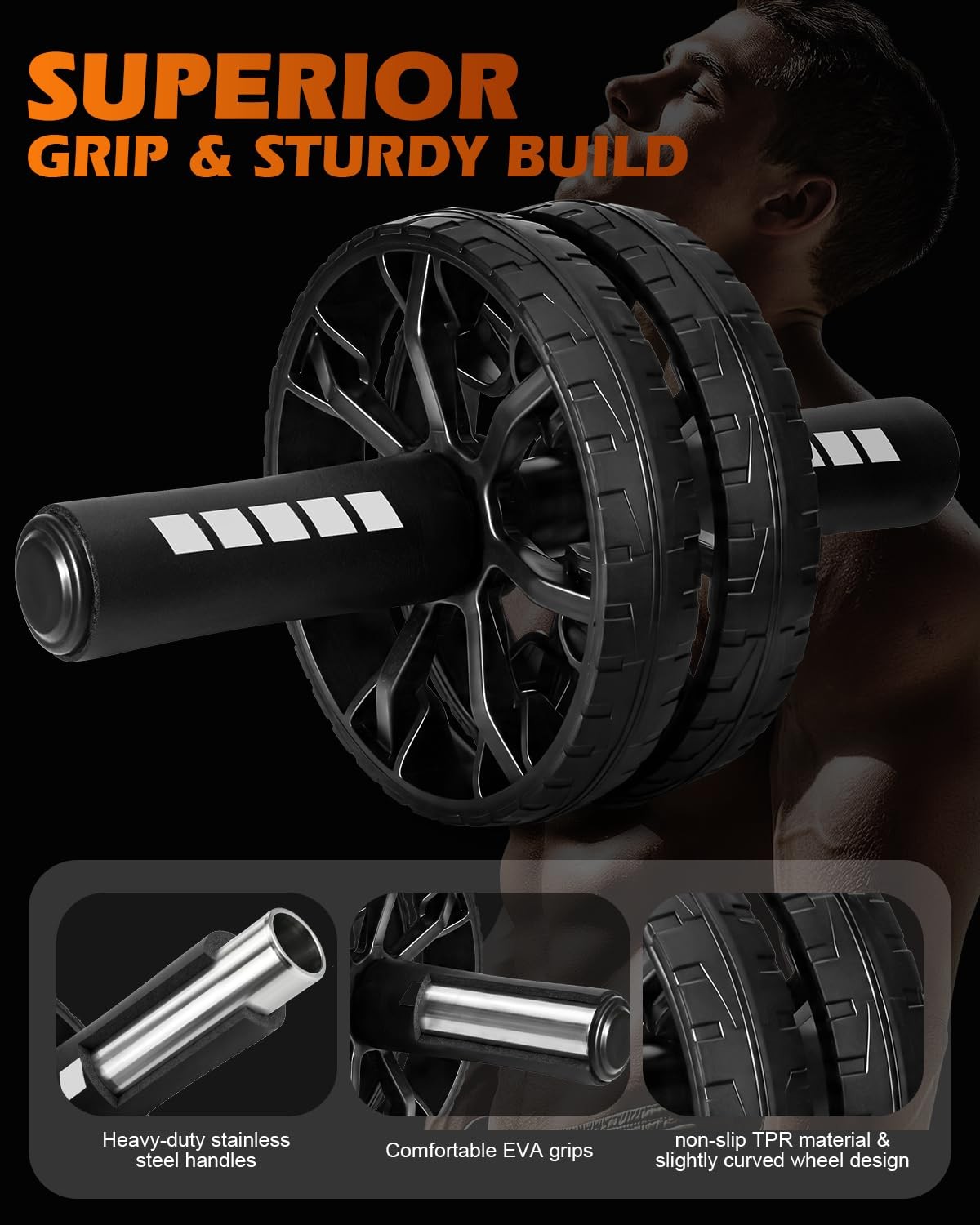 Ab Roller Wheel for Core Workout, Full Body Strength Training Equipment